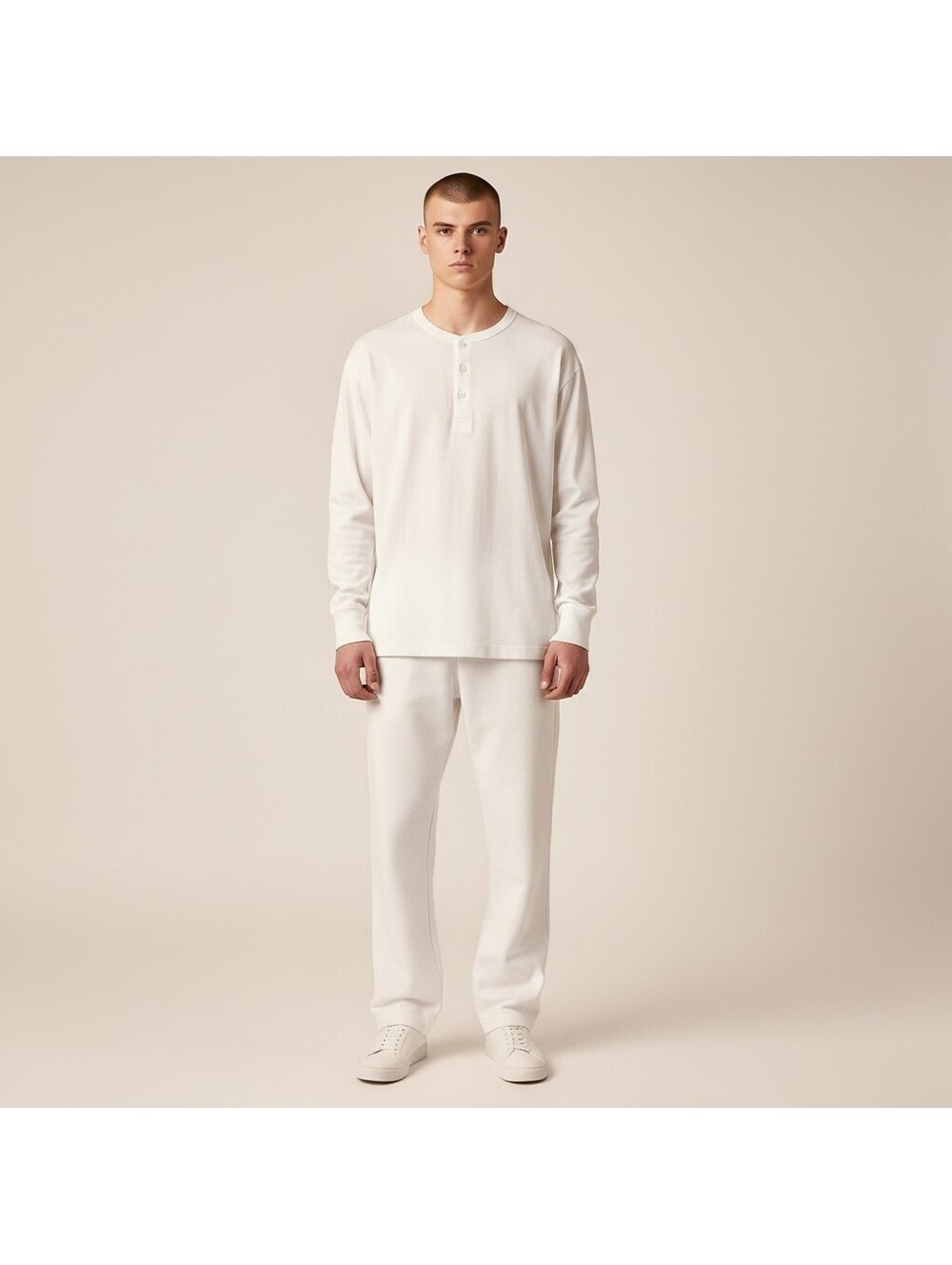 Sonoma T-Shirt Men XL Tall White Long Sleeve Button Cotton Flex Wear Basic